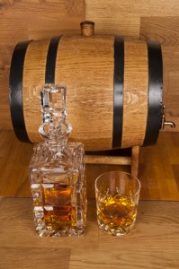 whiskey decanter and glass