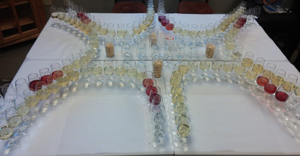 wine glasses formed in pattern