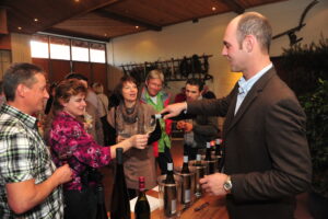 Wine tasting event with guests
