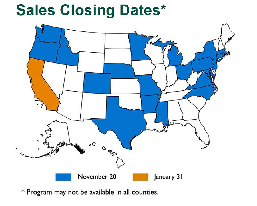 map of states that have grape crop insurance and the sigh-up deadlines